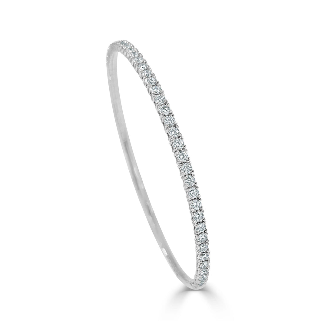 14k Gold 1.45ct Diamond Single Row Flexible Stackable Bangle