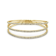 Load image into Gallery viewer, 14K Gold Diamond 3-Row Flexible Bangle
