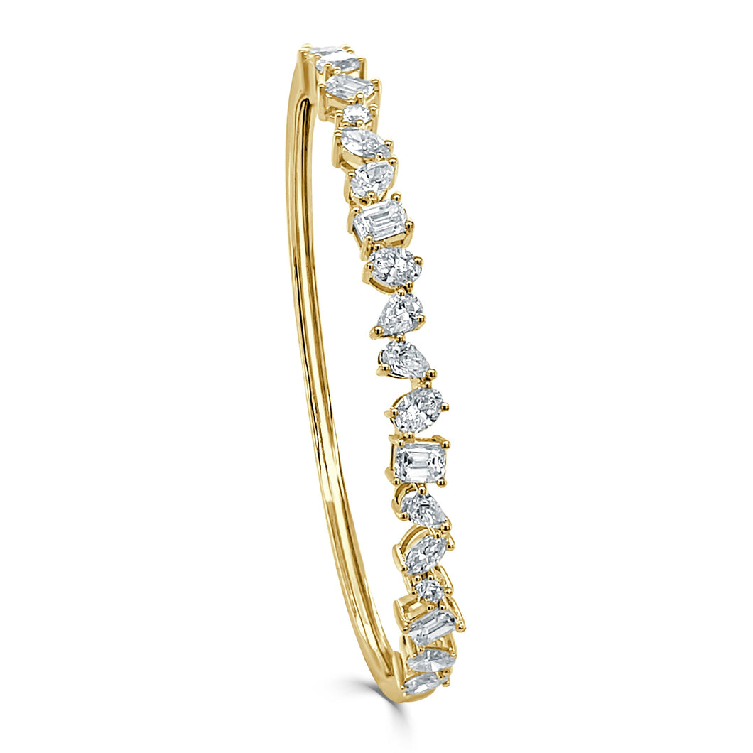 14K Gold Fancy Shape 3ct Diamond Bangle