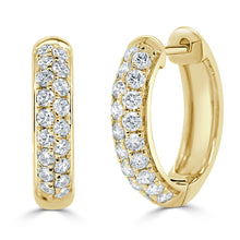 Load image into Gallery viewer, 14K Gold Pave Diamond 2-Row Hoop Earrings 0.50&quot;
