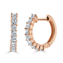 Load image into Gallery viewer, 14K Gold Princess Cut Diamond Huggie Earrings
