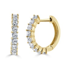 Load image into Gallery viewer, 14K Gold Princess Cut Diamond Huggie Earrings
