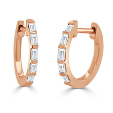 Load image into Gallery viewer, 14K Gold Diamond Baguette Huggie Earrings
