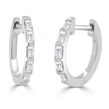 Load image into Gallery viewer, 14K Gold Diamond Baguette Huggie Earrings
