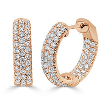 Load image into Gallery viewer, 14K Gold Pave Diamond Hoop Earrings 0.75&quot; Inches
