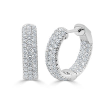 Load image into Gallery viewer, 14K Gold Pave Diamond Hoop Earrings 0.75&quot; Inches
