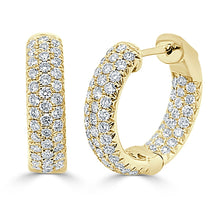 Load image into Gallery viewer, 14K Gold Pave Diamond Hoop Earrings 0.75&quot; Inches
