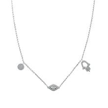 Load image into Gallery viewer, 14K Gold Diamond Evil Eye &amp; Hand of Gd Necklace
