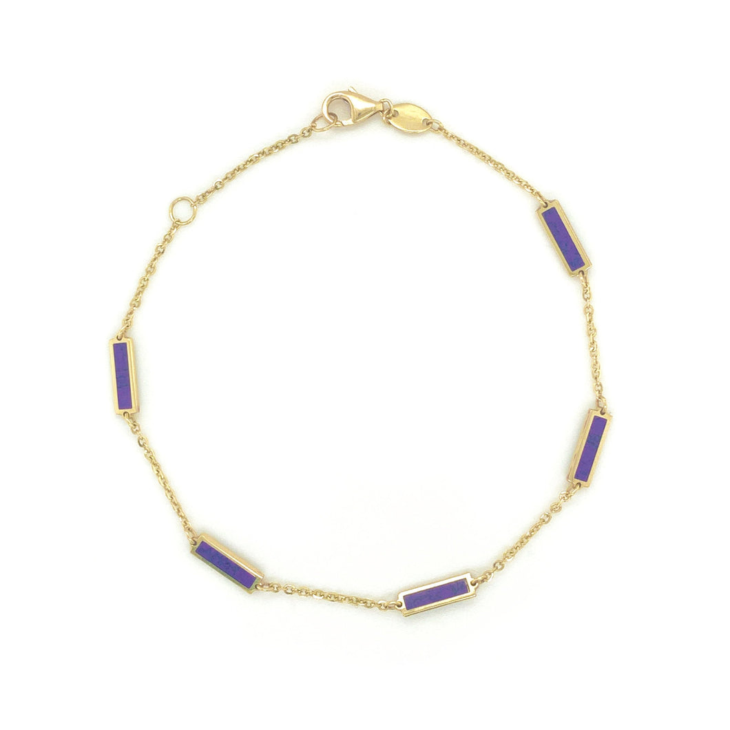 14k Gold & Amethyst Station Bracelet