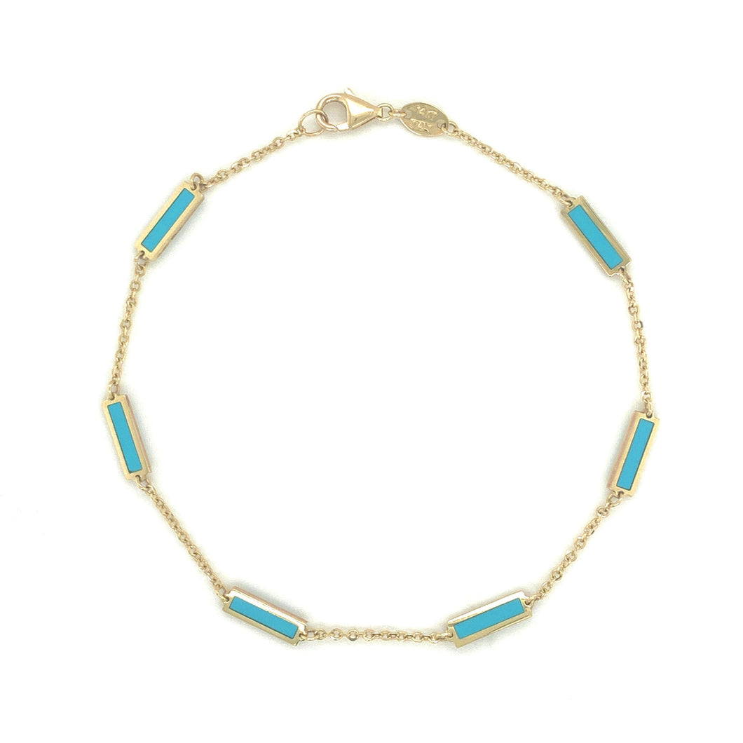 14k Gold & Turquoise Station Bracelet