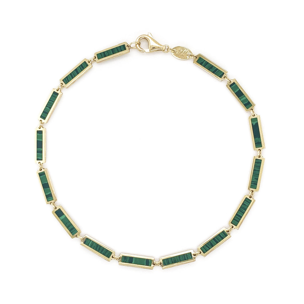 14k Gold & Malachite Bar Bracelet