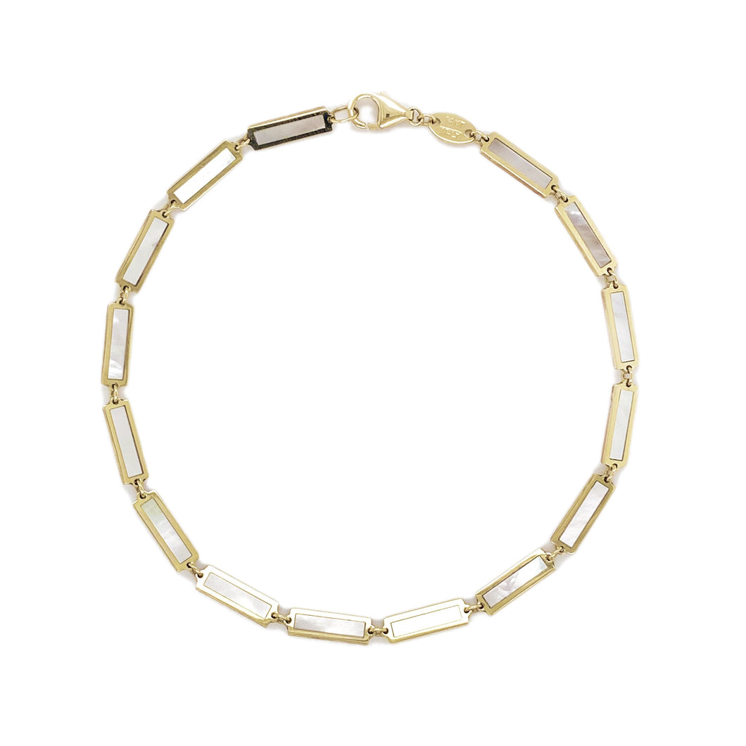 14k Gold & Pearl Bar Bracelet