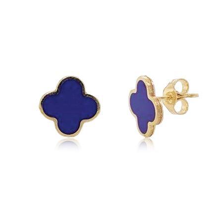 14k Gold & Lapis Clover Stud Earrings