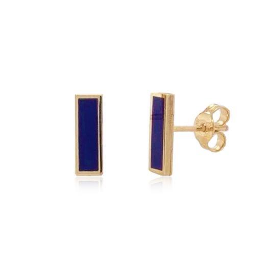 14k Gold & Lapis Bar Stud Earrings