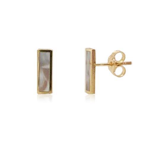 14k Gold & Pearl Bar Stud Earrings