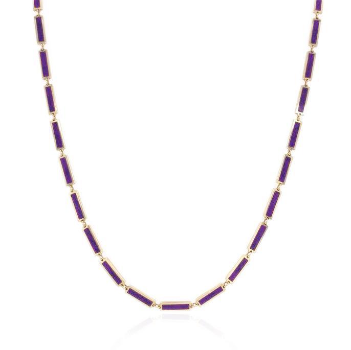 14k Gold & Amethyst Station Bar Necklace