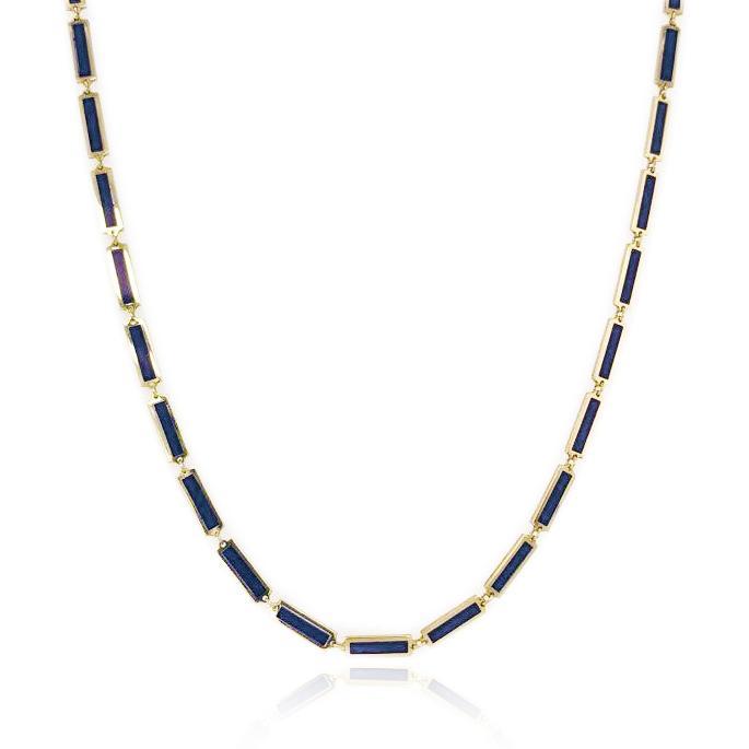 14k Gold & Lapis Station Bar Necklace