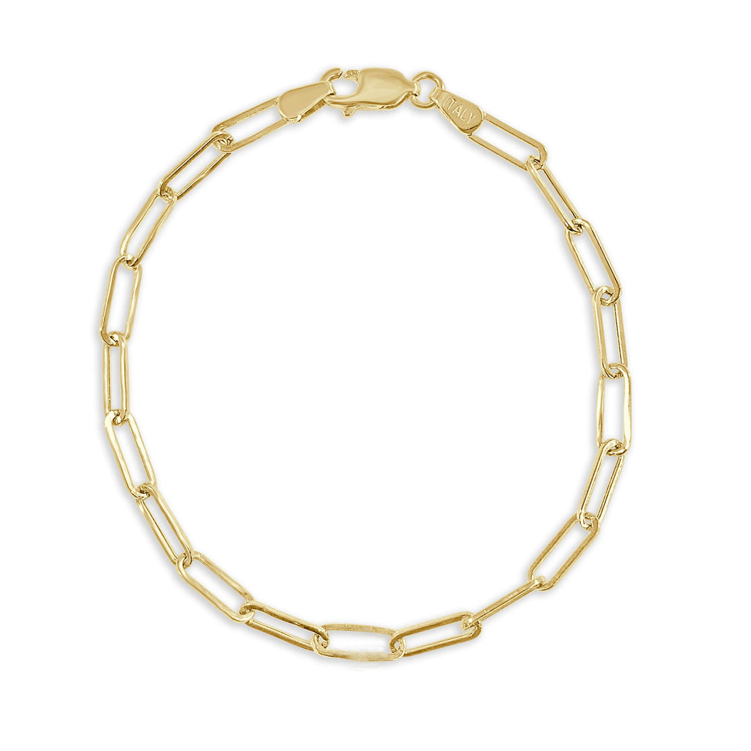 14K Gold Link Paperclip Bracelet