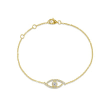 Load image into Gallery viewer, 14K Gold Diamond Evil Eye Bracelet
