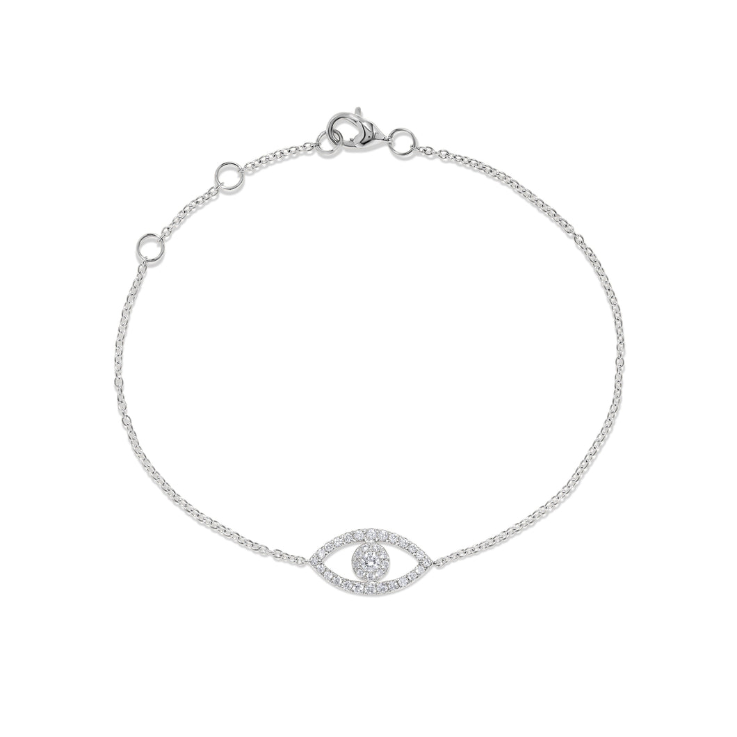 14K Gold Diamond Evil Eye Bracelet