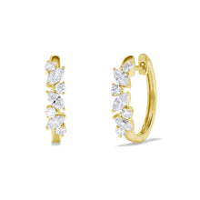 Load image into Gallery viewer, 14K Gold Round &amp; Marquise Diamond Huggie Earrings
