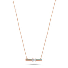 Load image into Gallery viewer, 14K Gold Diamond &amp; Turquoise Enamel Necklace
