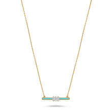 Load image into Gallery viewer, 14K Gold Diamond &amp; Turquoise Enamel Necklace
