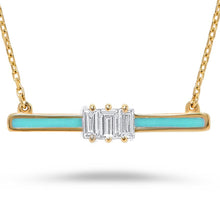 Load image into Gallery viewer, 14K Gold Diamond &amp; Turquoise Enamel Necklace
