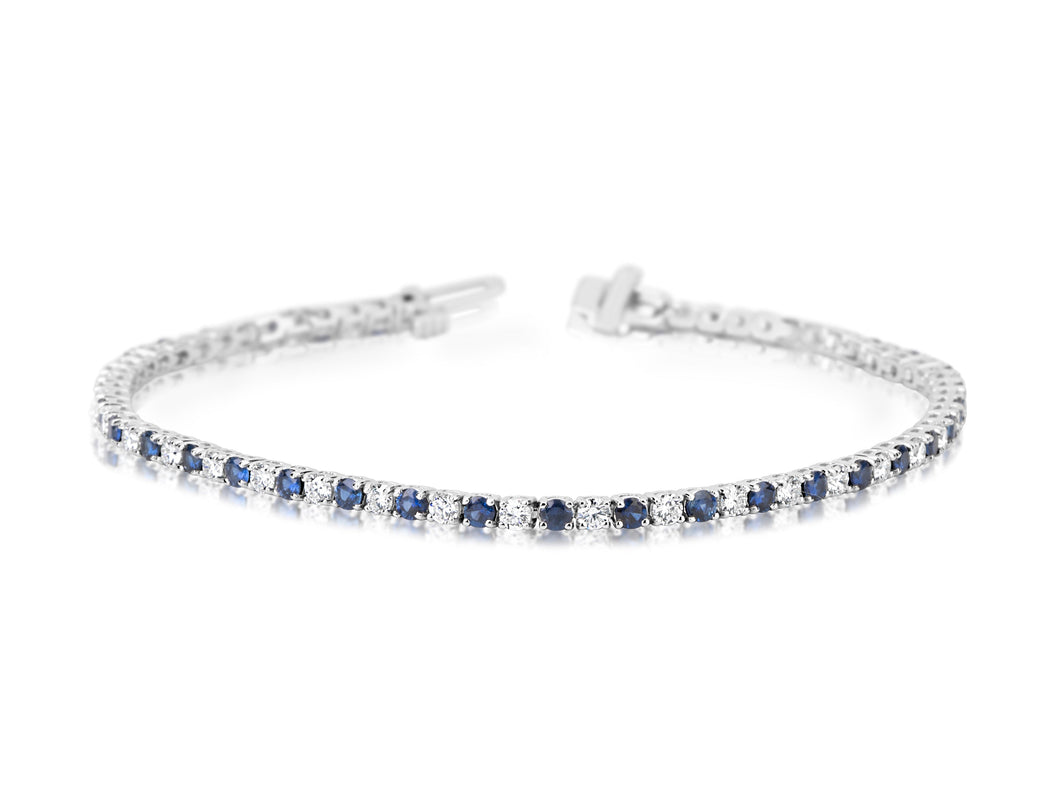 14K White Gold Sapphire & Diamond Bracelet