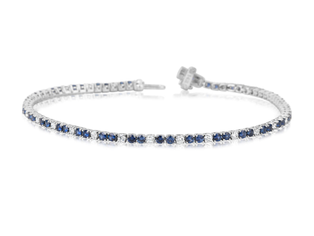 14K White Gold Sapphire & Diamond Bracelet