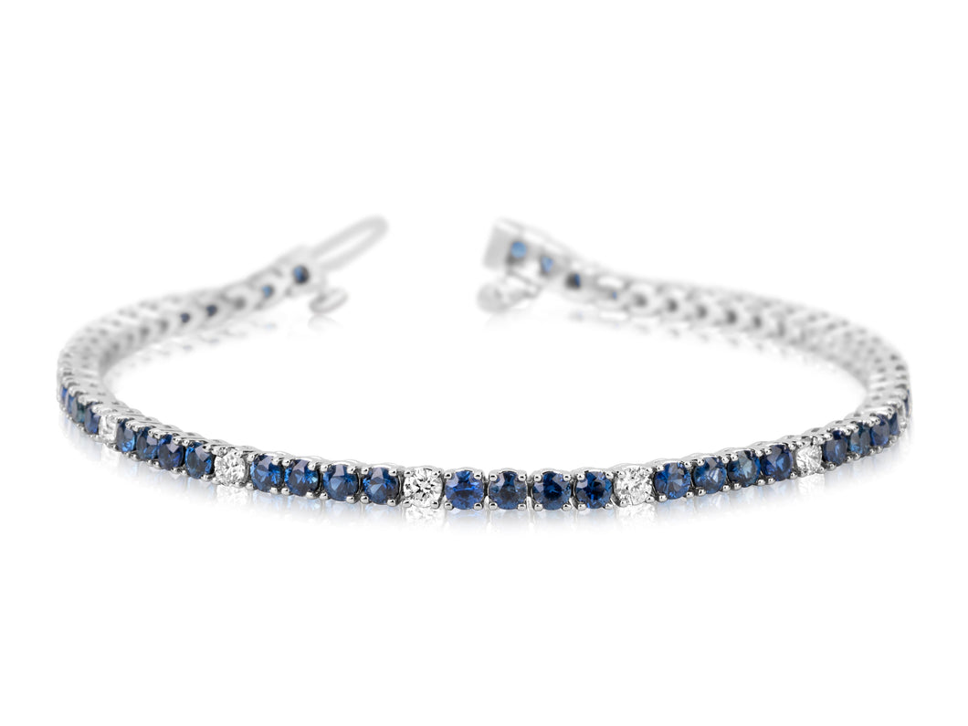 14K White Gold Sapphire & Diamond Bracelet