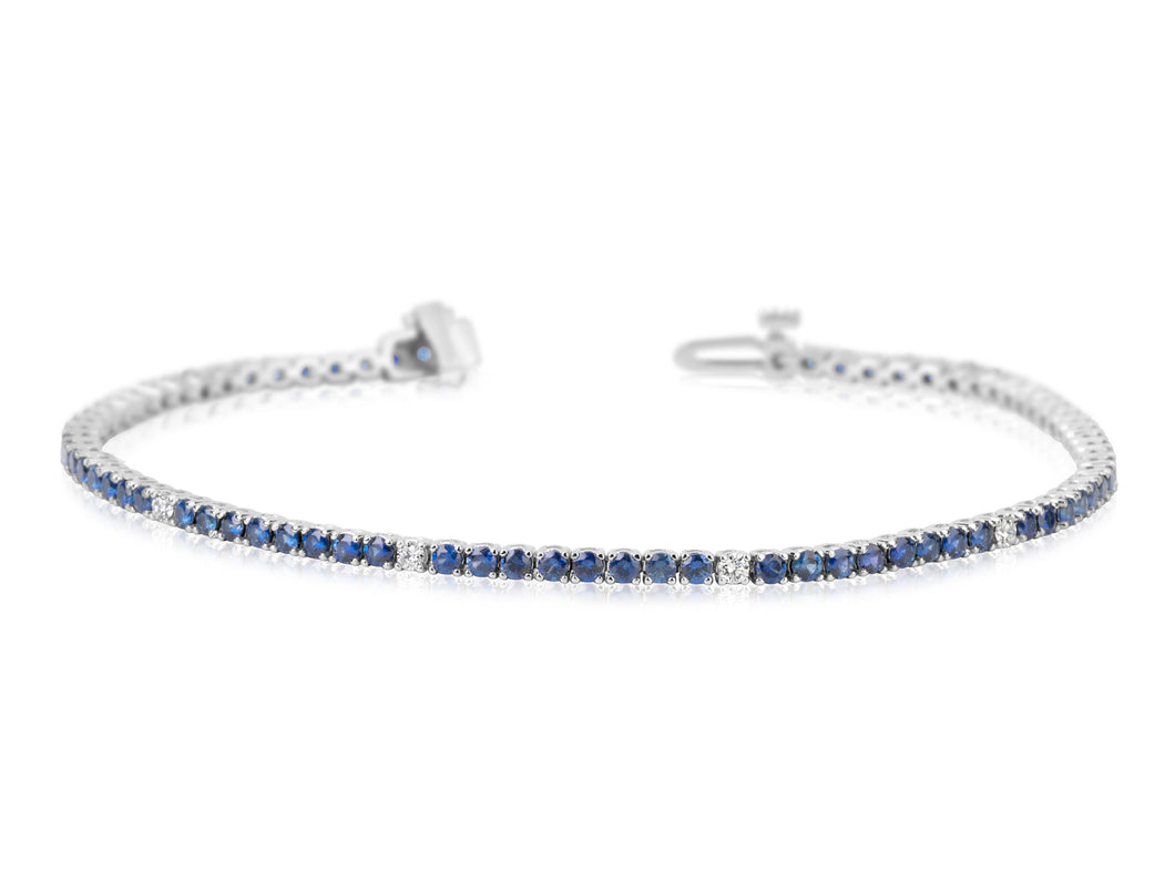 14K White Gold Sapphire & Diamond Bracelet