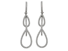 Load image into Gallery viewer, 14K White Gold Diamond Dangle Earrings 2&quot; Inches
