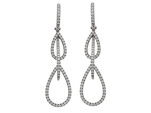 14K White Gold Diamond Dangle Earrings 2