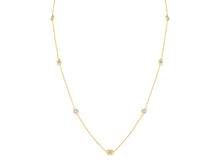 Load image into Gallery viewer, 14K Gold 1ct Diamond Baguette &amp; Round Station Necklace 18&quot;
