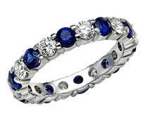 Load image into Gallery viewer, 18K Gold Sapphire &amp; Diamond Eternity Band
