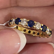 Load image into Gallery viewer, 18K Gold Sapphire &amp; Diamond Eternity Band
