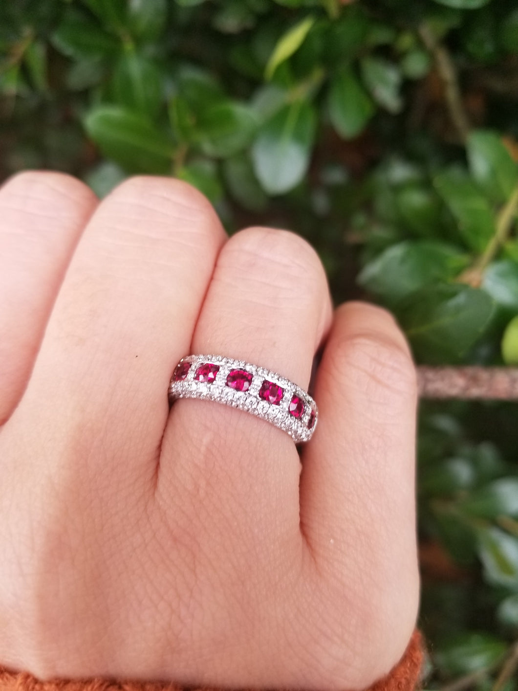 18K White Gold Ruby & Diamond Ring