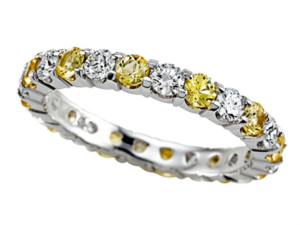 18K White Gold Yellow Sapphire & Diamond Eternity Band