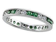 Load image into Gallery viewer, 18K White Gold Tsavorite &amp; Diamond Eternity Band
