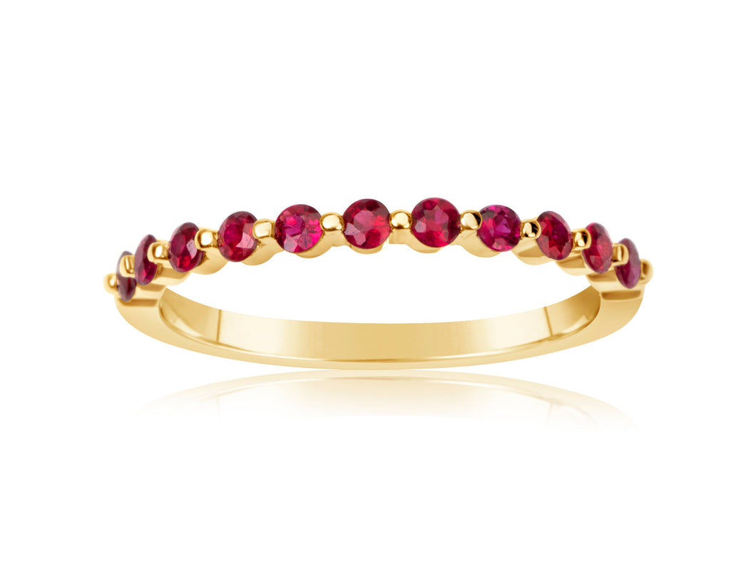 14K Yellow Gold Ruby Band 1/2 Way Around