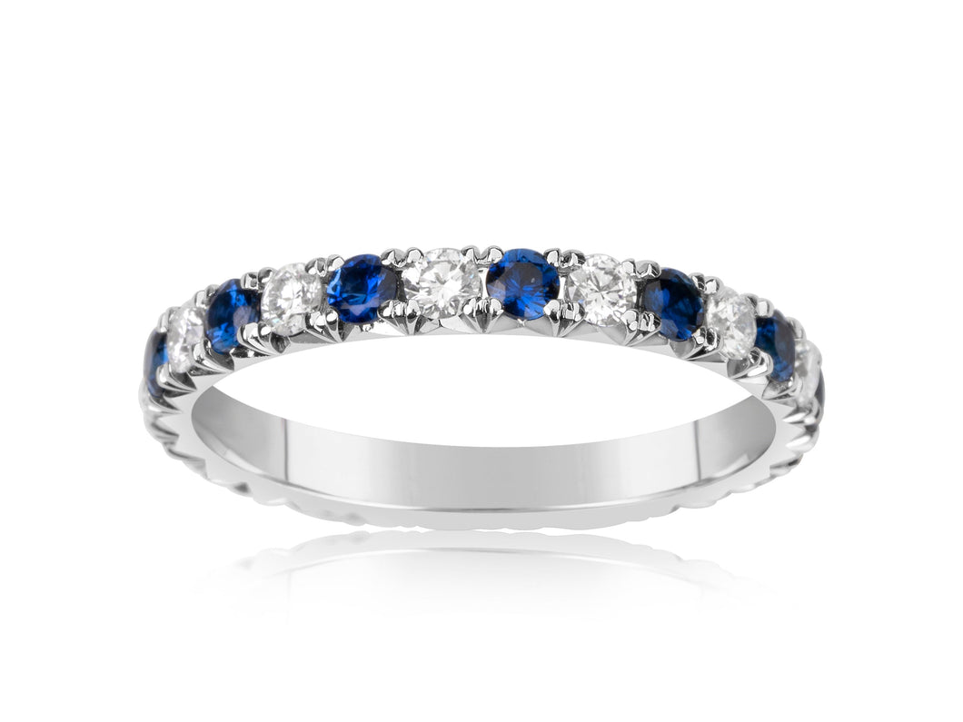 14K White Gold Sapphire & Diamond Eternity Band