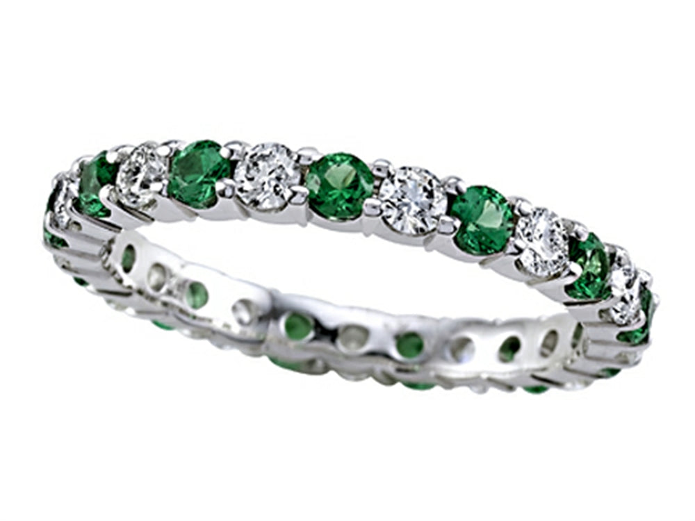 18K White Gold Tsavorite & Diamond Eternity Band