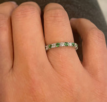 Load image into Gallery viewer, 18K White Gold Tsavorite &amp; Diamond Eternity Band
