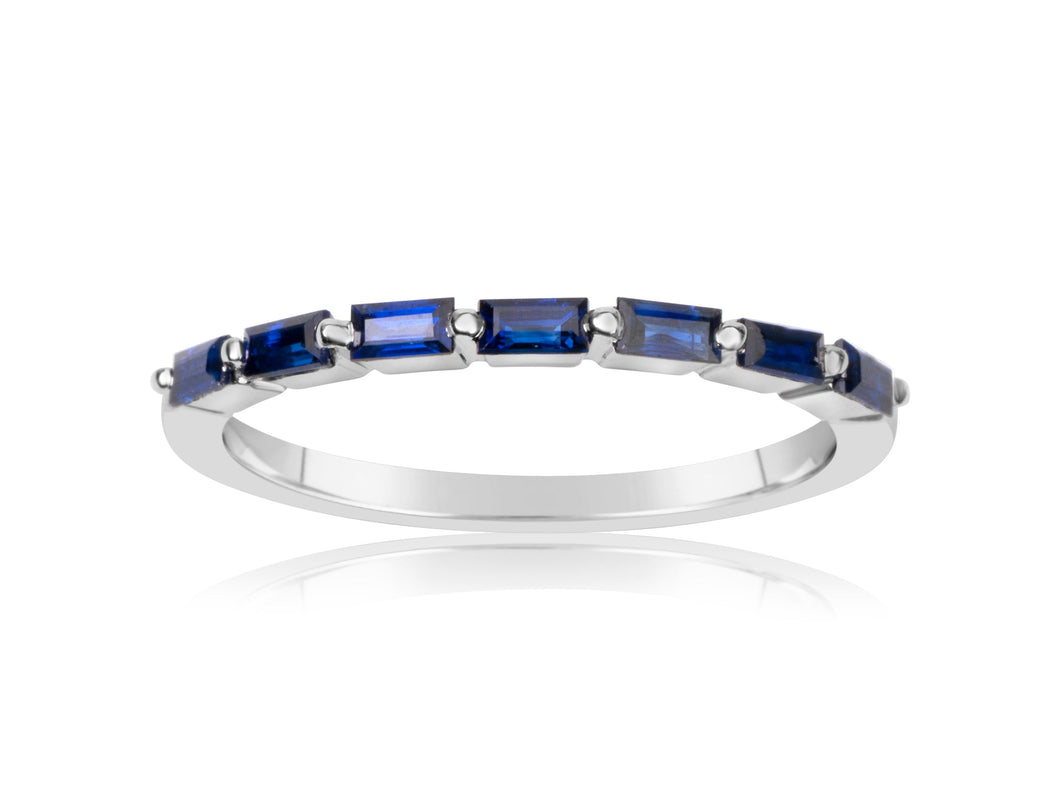 14K White Gold Sapphire Baguette Band