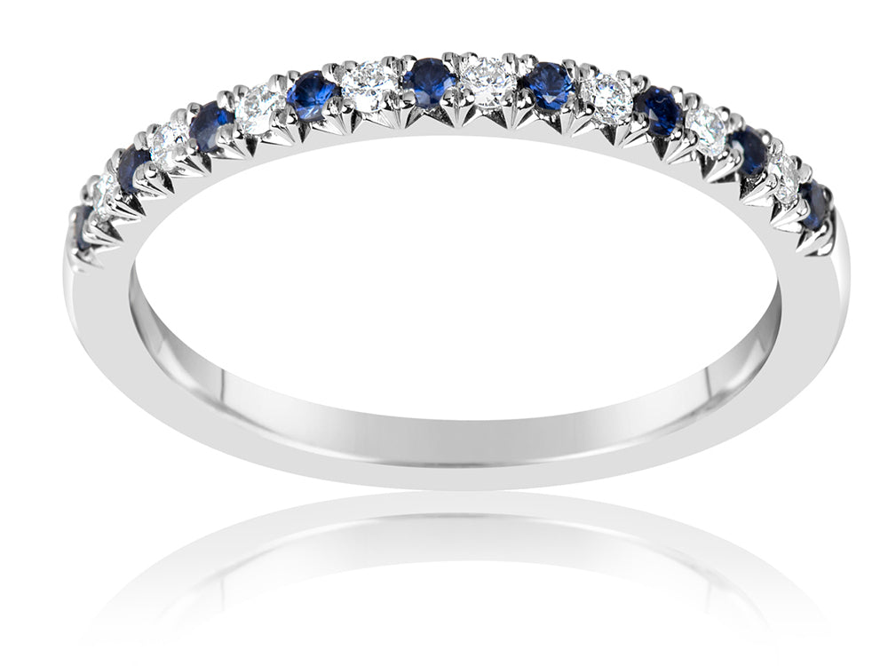 14K White Gold Sapphire & Diamond Band