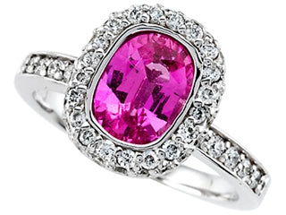 18K White Gold Pink Sapphire & Diamond Ring