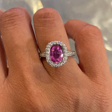 Load image into Gallery viewer, 18K White Gold Pink Sapphire &amp; Diamond Ring
