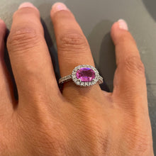 Load image into Gallery viewer, 18K White Gold Pink Sapphire &amp; Diamond Ring
