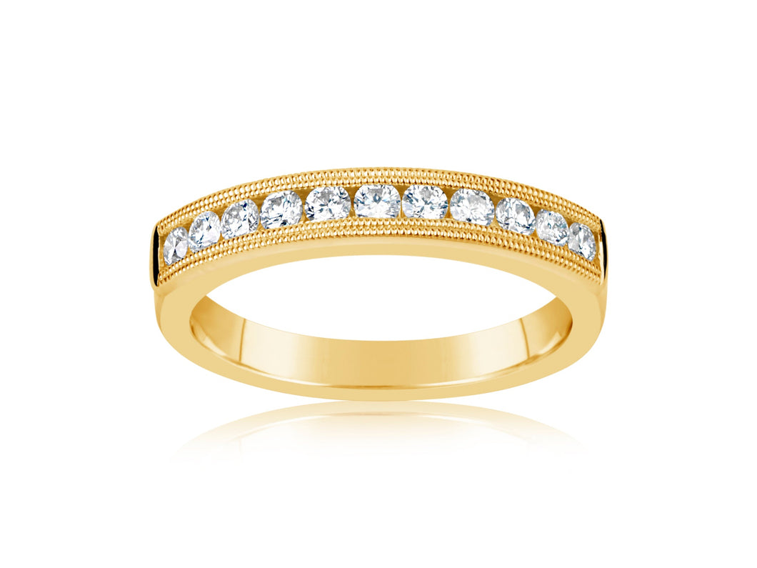 14K Yellow Gold Diamond Half Way Around Band